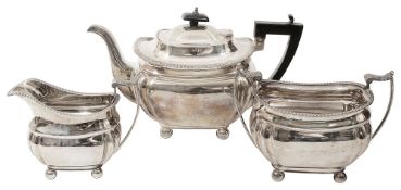 A George V silver three piece tea service