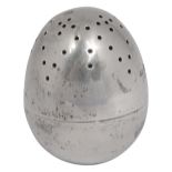 A George V silver egg shaped pepper pot