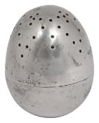 A George V silver egg shaped pepper pot