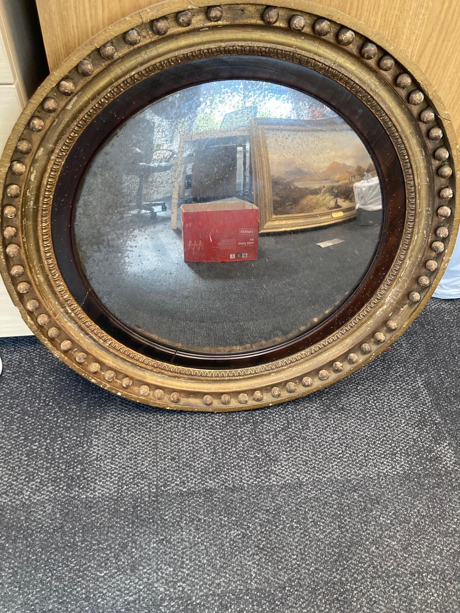 A Regency giltwood circular convex wall mirror - Image 2 of 8