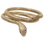 A gold articulated Victorian style snake bangle