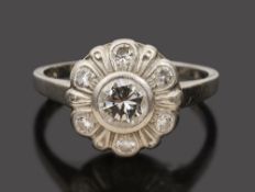 A diamond-set cluster ring