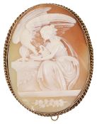 A Victorian oval shell cameo