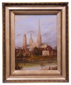 Rouen Cathedral from the River Seine oil on canvas