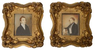 A pair of mid 19th century portrait miniatures