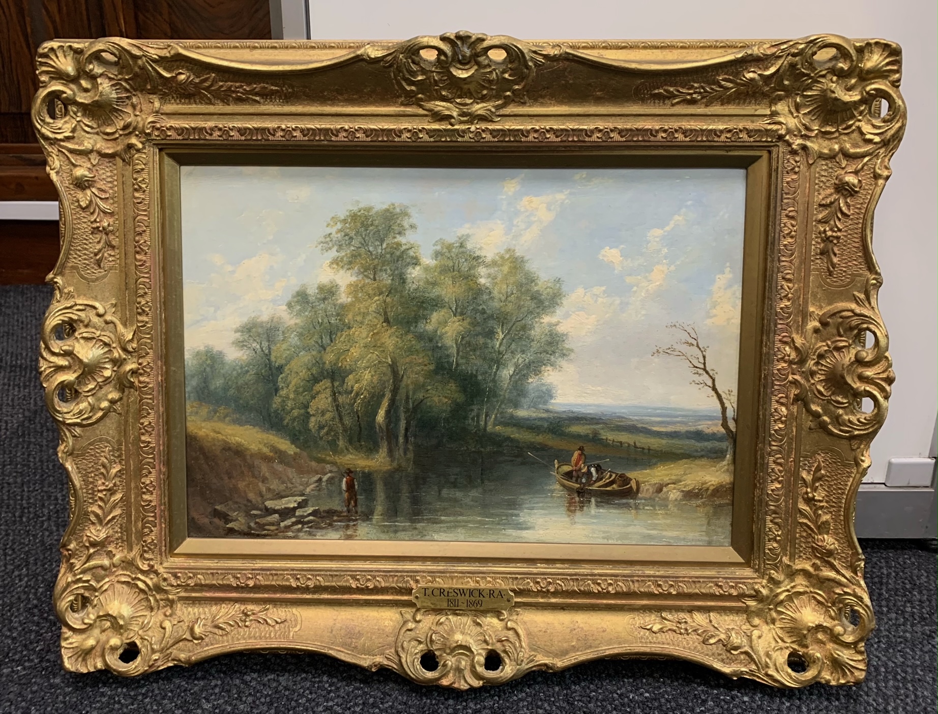 Attributed to Thomas Cheswick (1811-1869) A Landscape River Scene with Anglers oil* - Image 2 of 7