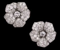 An attractive pair of French diamond-set ear clips, attributed Cartier