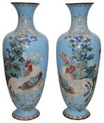 A pair of large and impressive Japanese Meiji period cloisonne vases c.1880