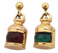 A novelty pair of port and starboard lantern earrings