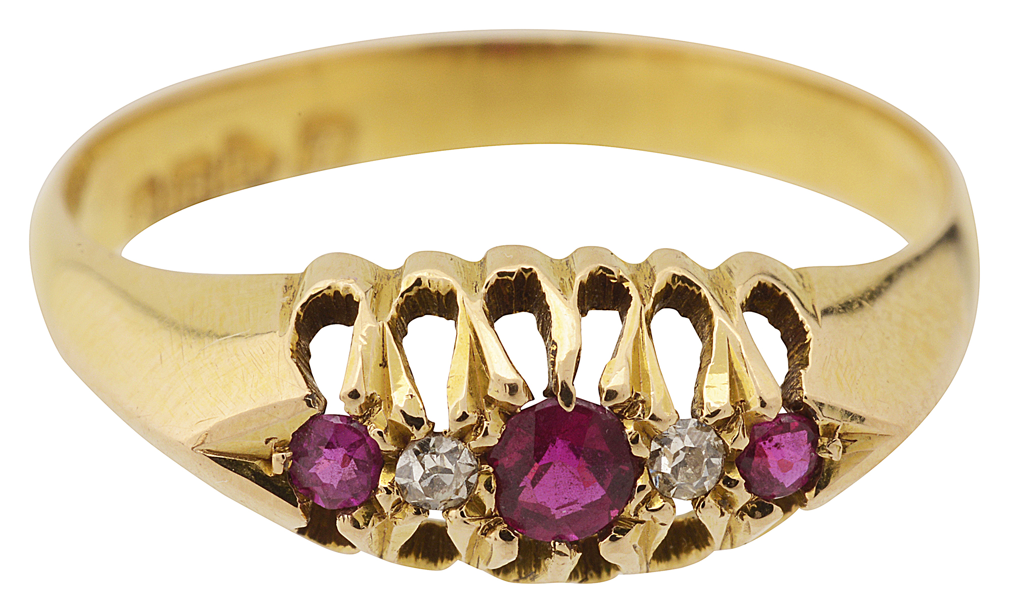 An early 20th century ruby and diamond five stone ring - Image 2 of 2