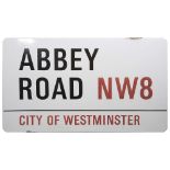Music Memorabilia: An enamelled Abbey Road NW8 street sign