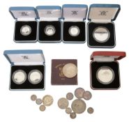 A collection of silver proof and other coins