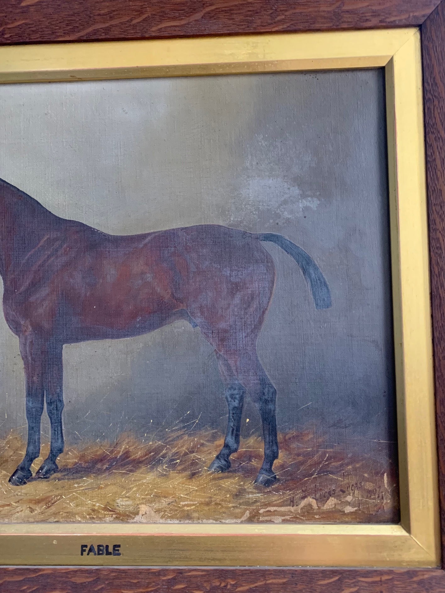 Henry Frederick Lucas Lucas 'Fable' horse portrait, oil on canvas - Image 2 of 2