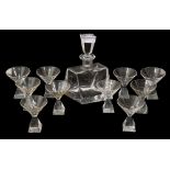 An Art Deco Czech clear crystal decanter set