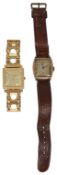 A gentleman's 18ct gold cased Bueche-Girod wristwatch and a 9ct gold wristwatche