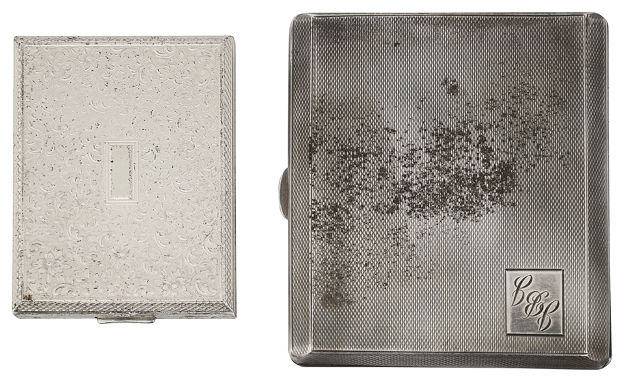 A silver Kigu lady's powder compact and an engine turned cigarette case
