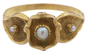 A 19th century pearl and yellow gold ring