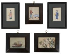 Five 19th century Chinese export pith paintings