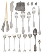 A selection of late 19th century Russian and German silver flatware and other items