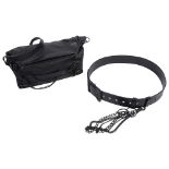 An Ann Demeulemeester black leather shoulder bag and belt