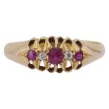 An early 20th century ruby and diamond five stone ring