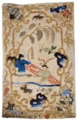 A 19th century Chinese embroidered silk panel