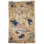 A 19th century Chinese embroidered silk panel