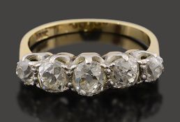 A diamond five stone ring