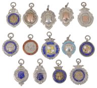 A collection of silver prize football fob medals c.1925