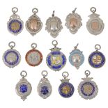 A collection of silver prize football fob medals c.1925