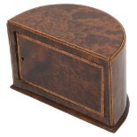 A French demi lune shaped burlwood table cigarette box c.1900