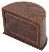 A French demi lune shaped burlwood table cigarette box c.1900