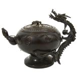A Japanese Meiji period patinated bronze teapot