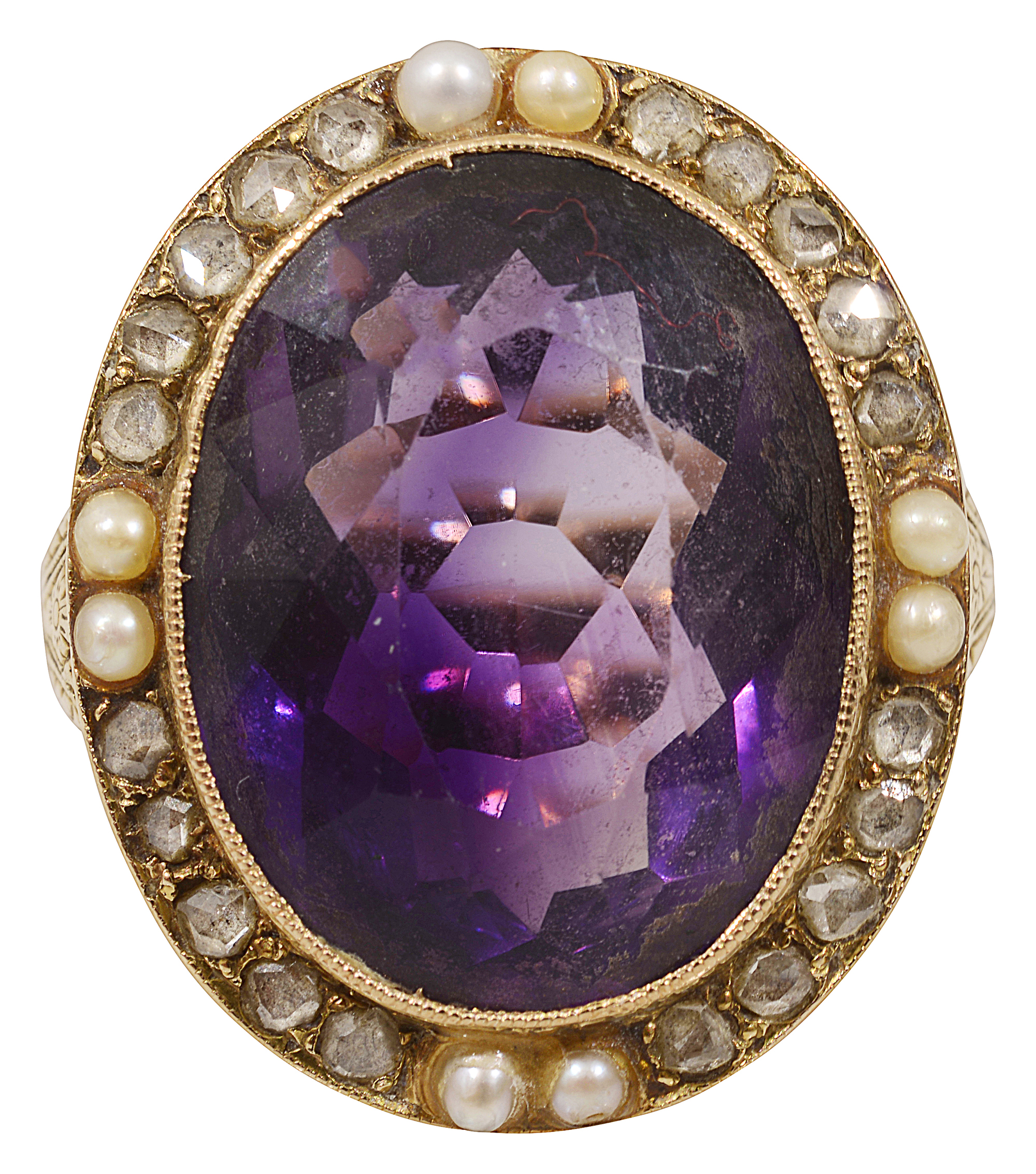 A mid Victorian amethyst, pearl and diamond-set ring - Image 3 of 3