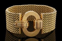 An attractive Continental mid 20th century wide mesh link bracelet