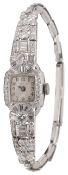 A lady's Art Deco diamond-set and platinum watch