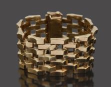 A 9ct gold Cropp & Farr articulated broad-link bracelet