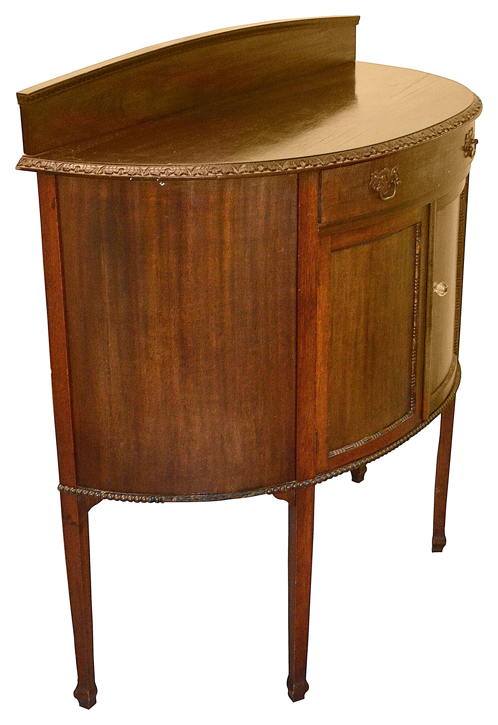 An Edwardian mahogany demi lune side cabinet - Image 2 of 2