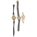 Three 9ct gold cased lady's wrist watches