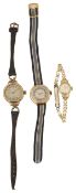 Three 9ct gold cased lady's wrist watches