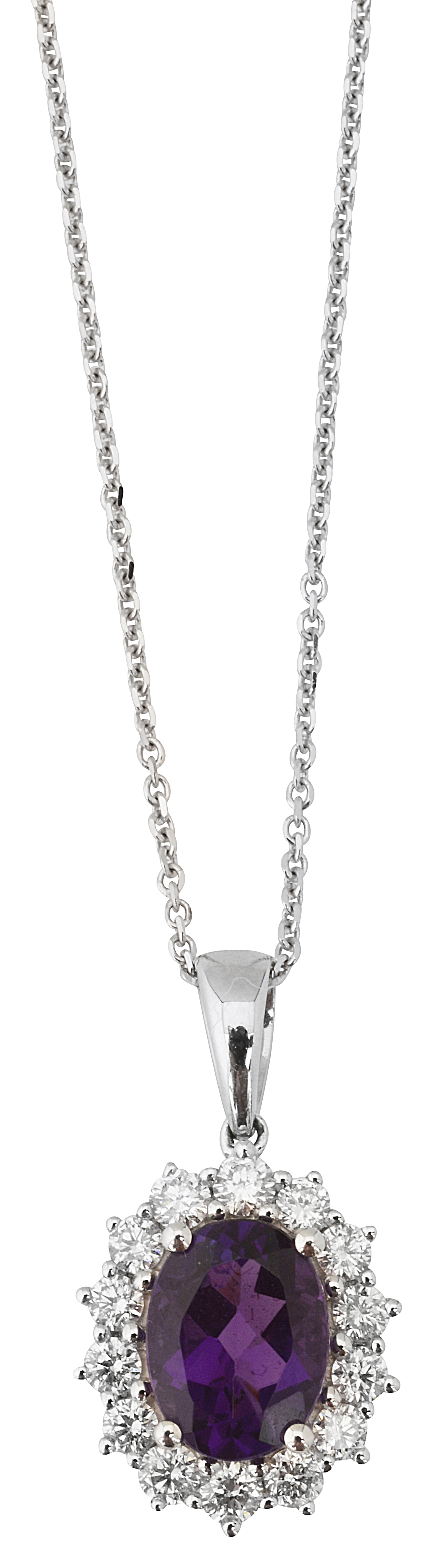 An amethyst and diamond-set cluster pendant