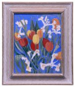 Hazel Titherley (British, b. 1935) 'Sunday Flowers', acrylic on board