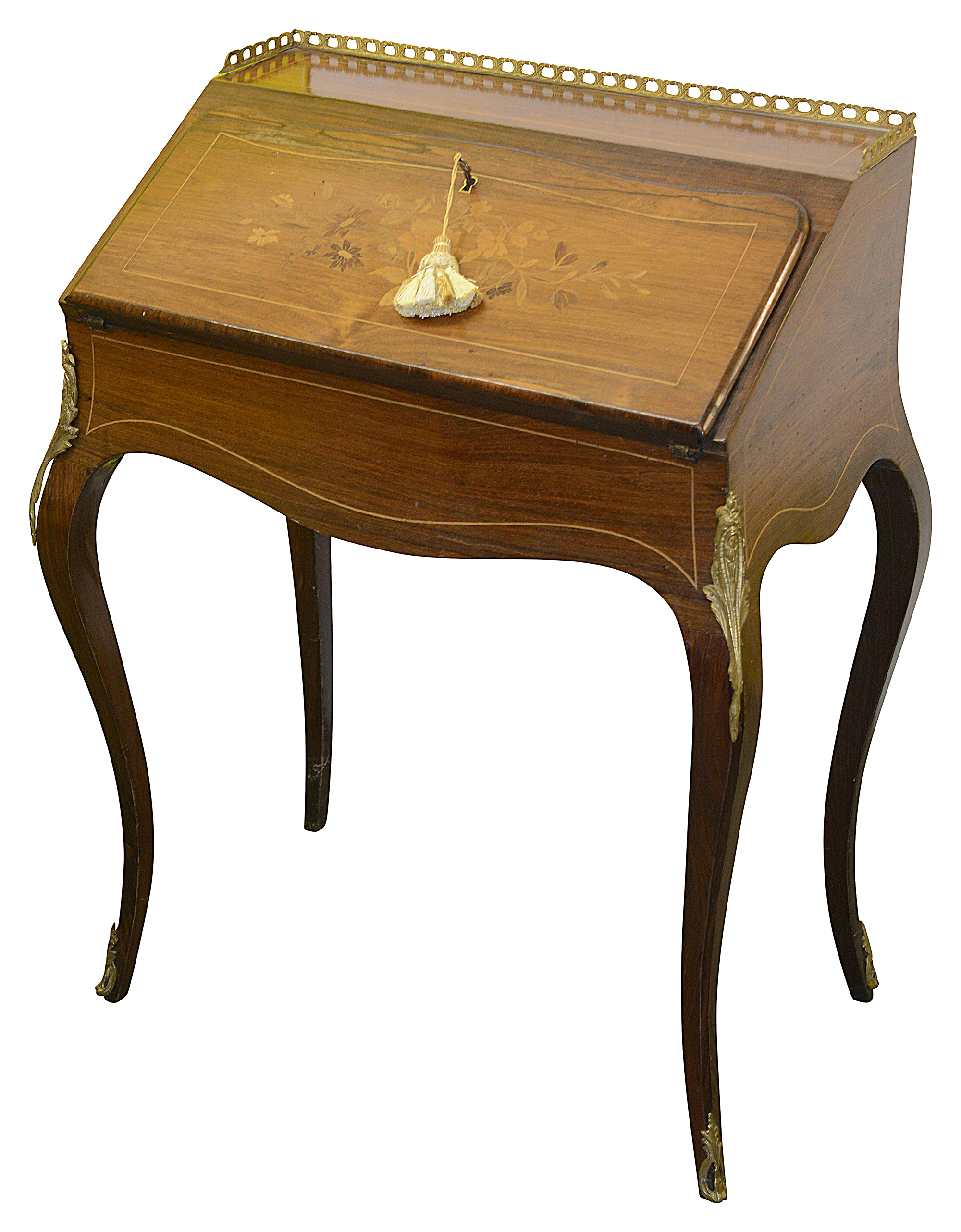 A late 19th century French Louis XVI style bureau de dame