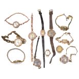 A collection of lady's wristwatches predominantly 9ct