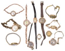 A collection of lady's wristwatches predominantly 9ct