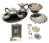 A small collection of silver and electroplated items