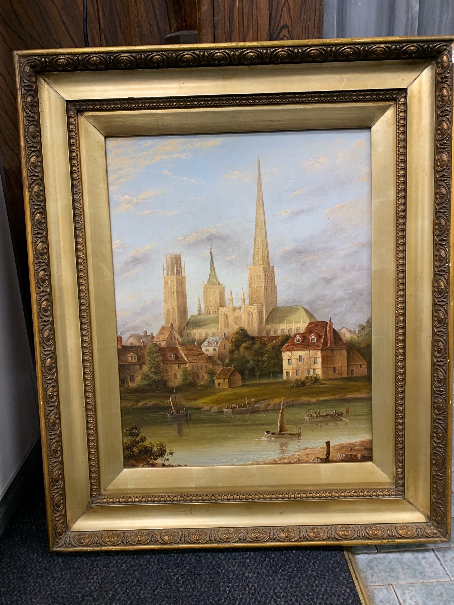 Rouen Cathedral from the River Seine oil on canvas - Image 2 of 5