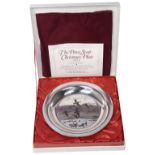 A modern silver Peter Scott 1973 Christmas plate, 'Evening Flight'