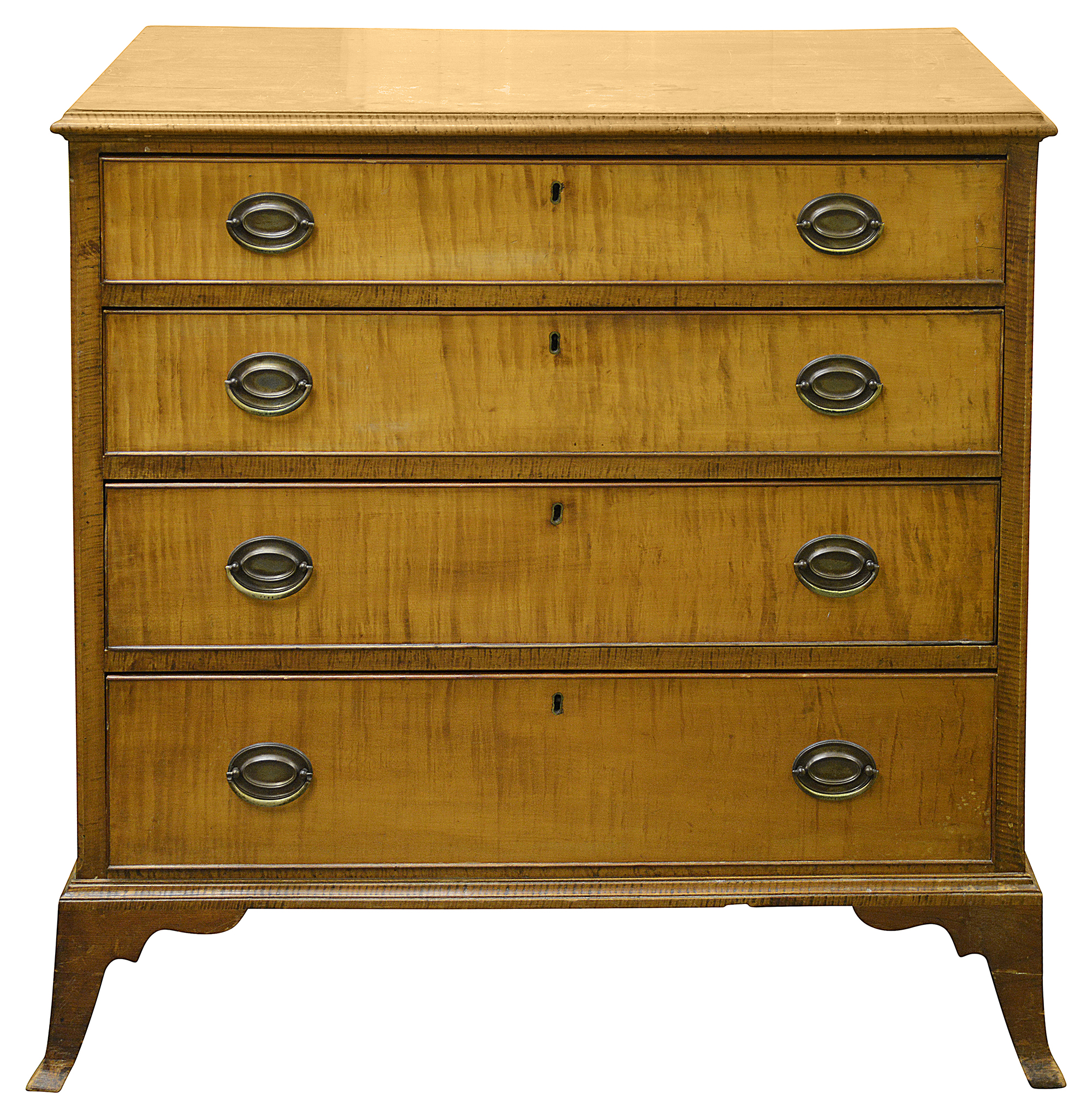 An American Federal period tiger maple chest of drawers