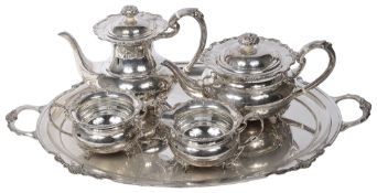 A modern silver four piece 'Royal Prince' tea service with tray